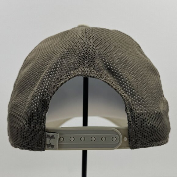Under Armour Adjustable Tan Mesh Trucker Hat Embroidered Free Fit Snapback Cap - Picture 3 of 9